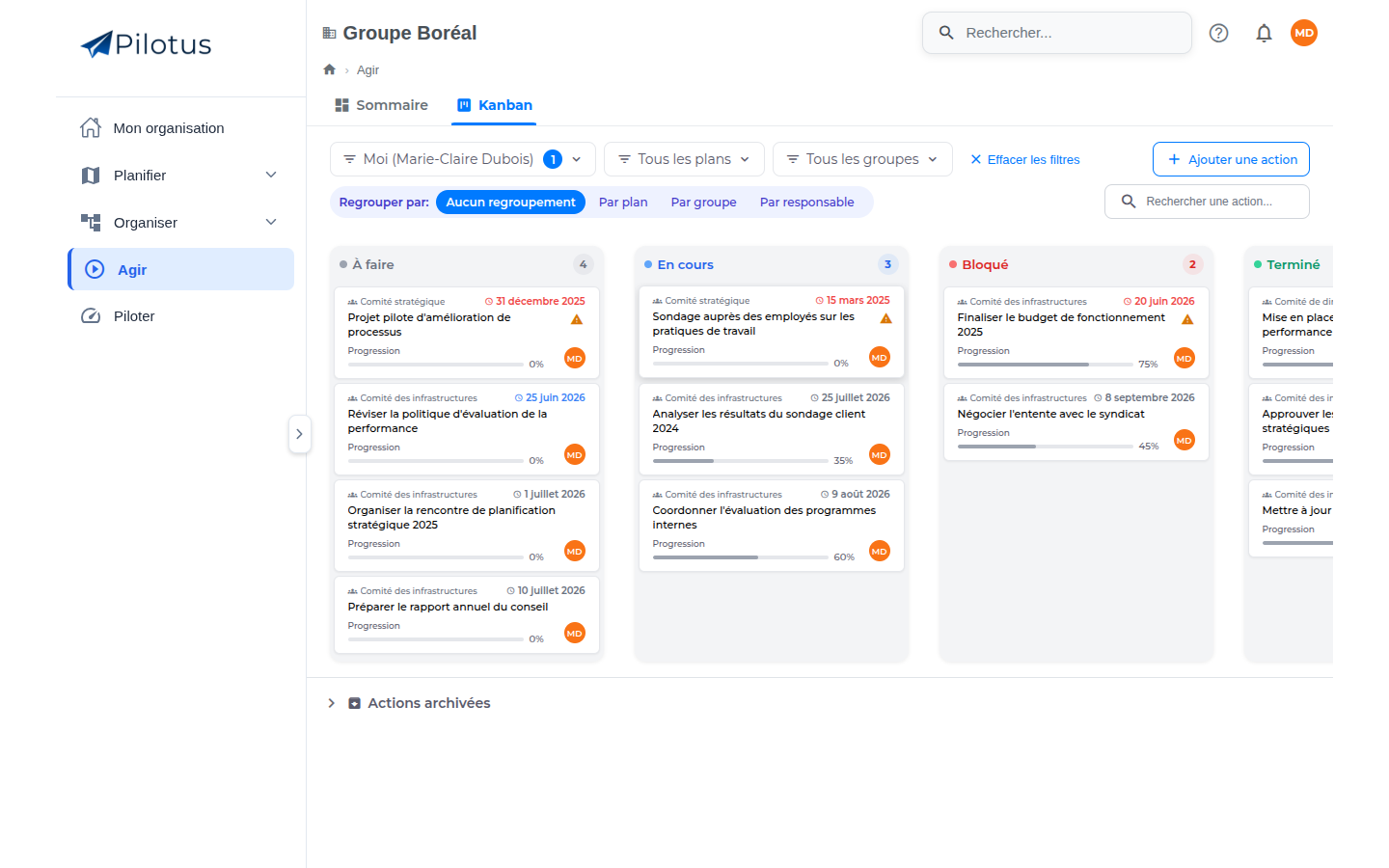 Visualisez toutes vos actions au même endroit